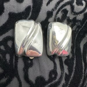 Vintage 925 Sterling Silver Clip On Earrings Sculptural Modernist